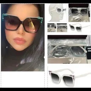 FENDI SQUARE SUMMER WHITE WITH LIGHT BLUE / AQUA WITH COOL STUDDING SUNGLASSES Fendi | Accessories | Fendi Square Summer White With Light  main image 2